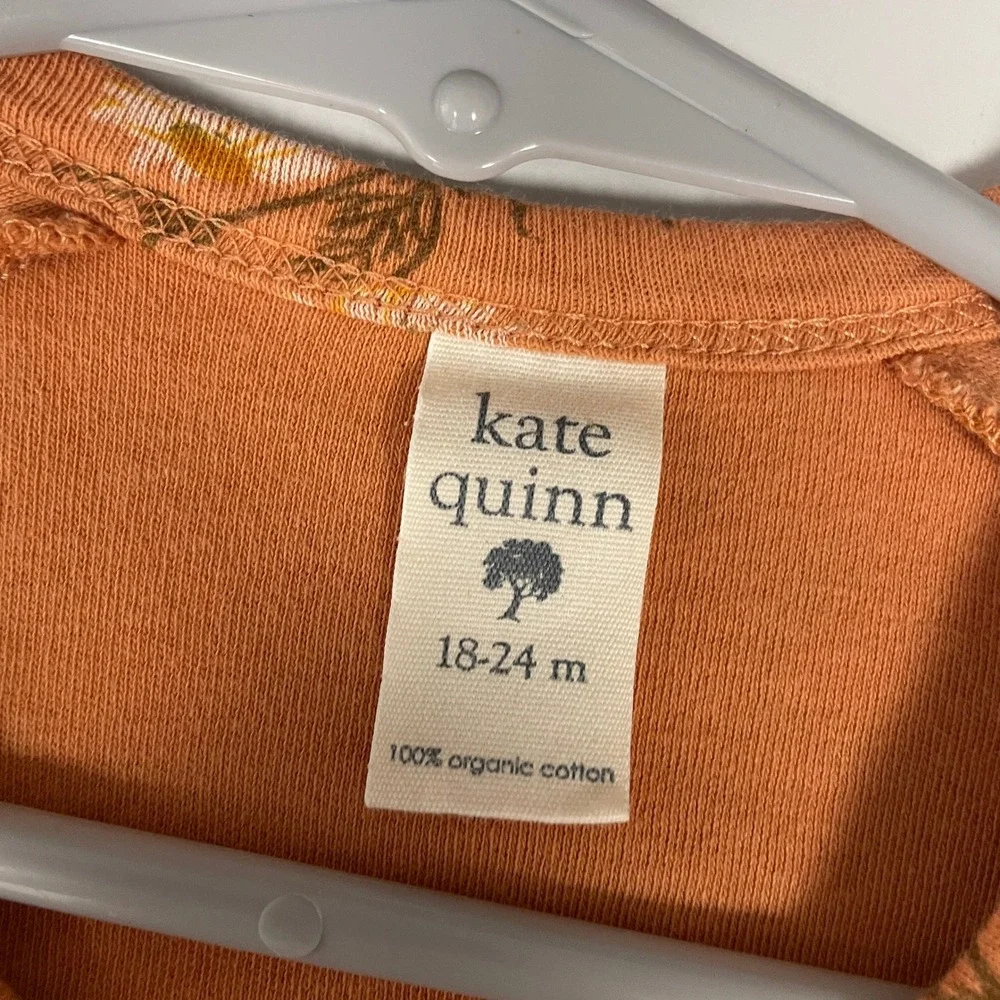 Kate Quinn Kimono Bodysuit Kids 18-24M Terracotta Orange Floral Organic Cotton